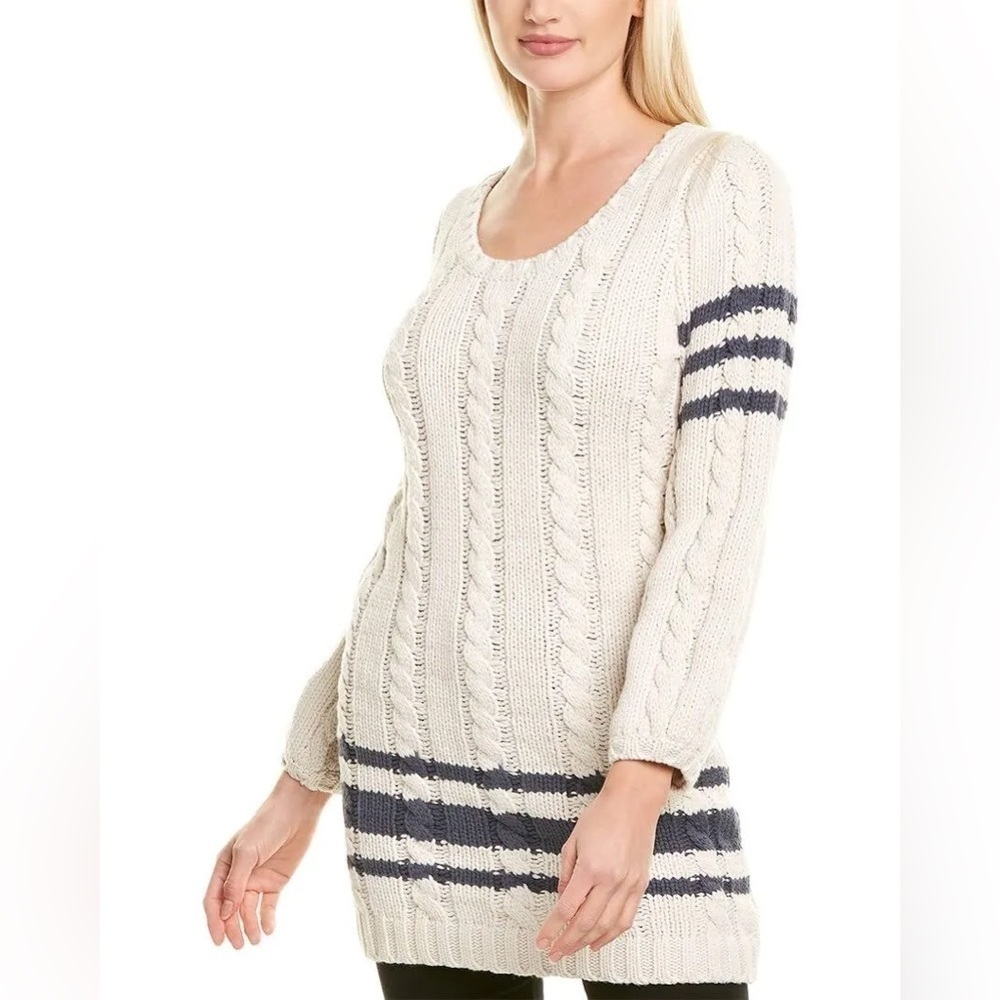 Chaser Cable Knit Cake and Blue Jay‎ Stripe Long Sleeve Dress Size Medium Women
